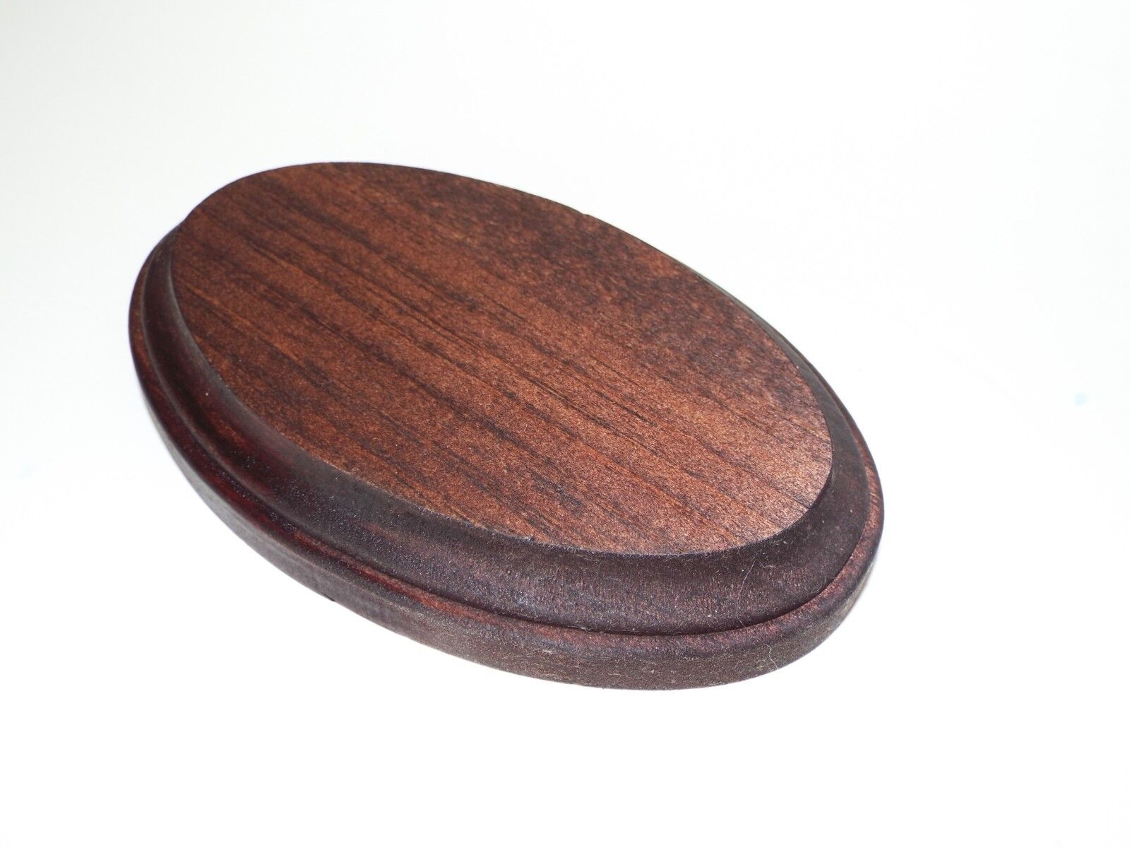Very Large Mahogany Finish Oval Display Plaque. Display Base. Display Stand.