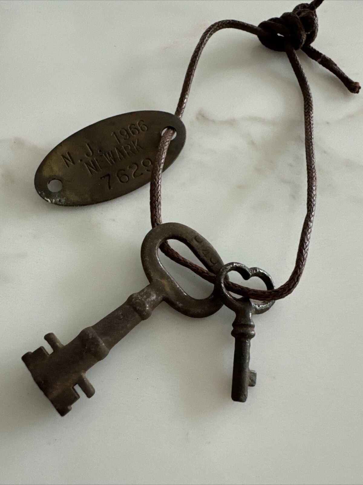 Small Skeleton Keys & 1966 Newark NJ ID Tag - Safe Deposit Box ?