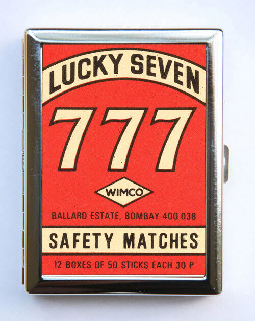 Lucky Seven 777 Safety Match Cigarette Case Wallet Business Card Holder