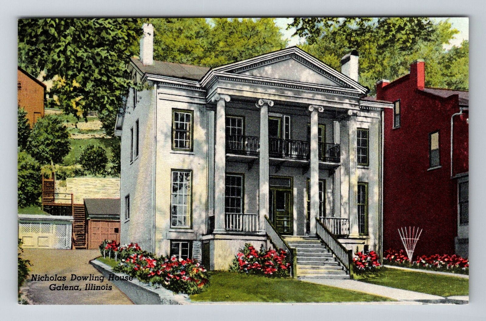 Galena IL-Illinois, Nicholas Dowling House, Antique Vintage Souvenir Postcard