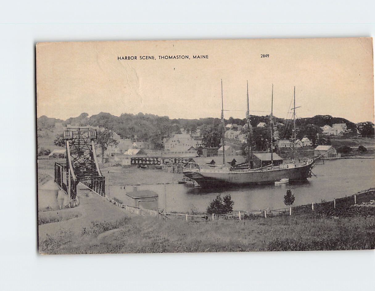Postcard Harbor Scene Thomaston Maine USA