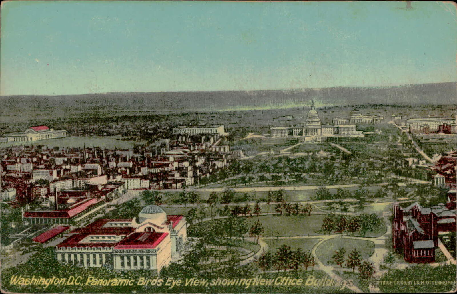 Postcard: Washington DC, Panoramic Birds Eye