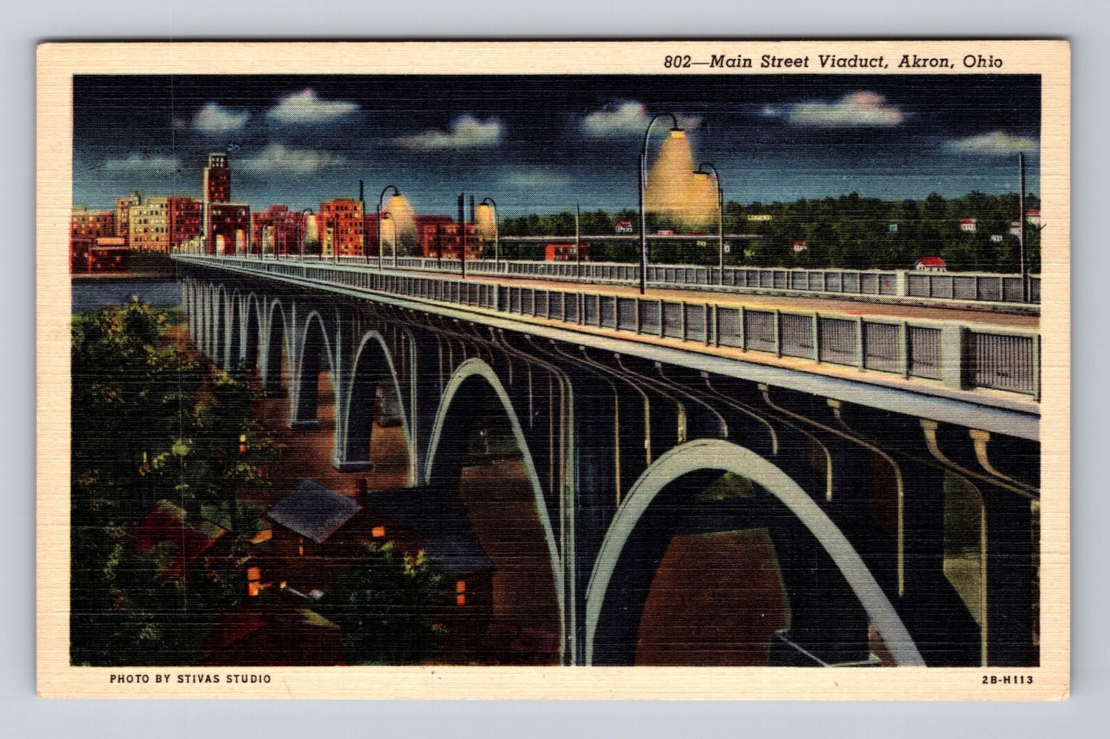 Akron OH-Ohio, Scenic Main Street Viaduct, Antique Vintage Postcard