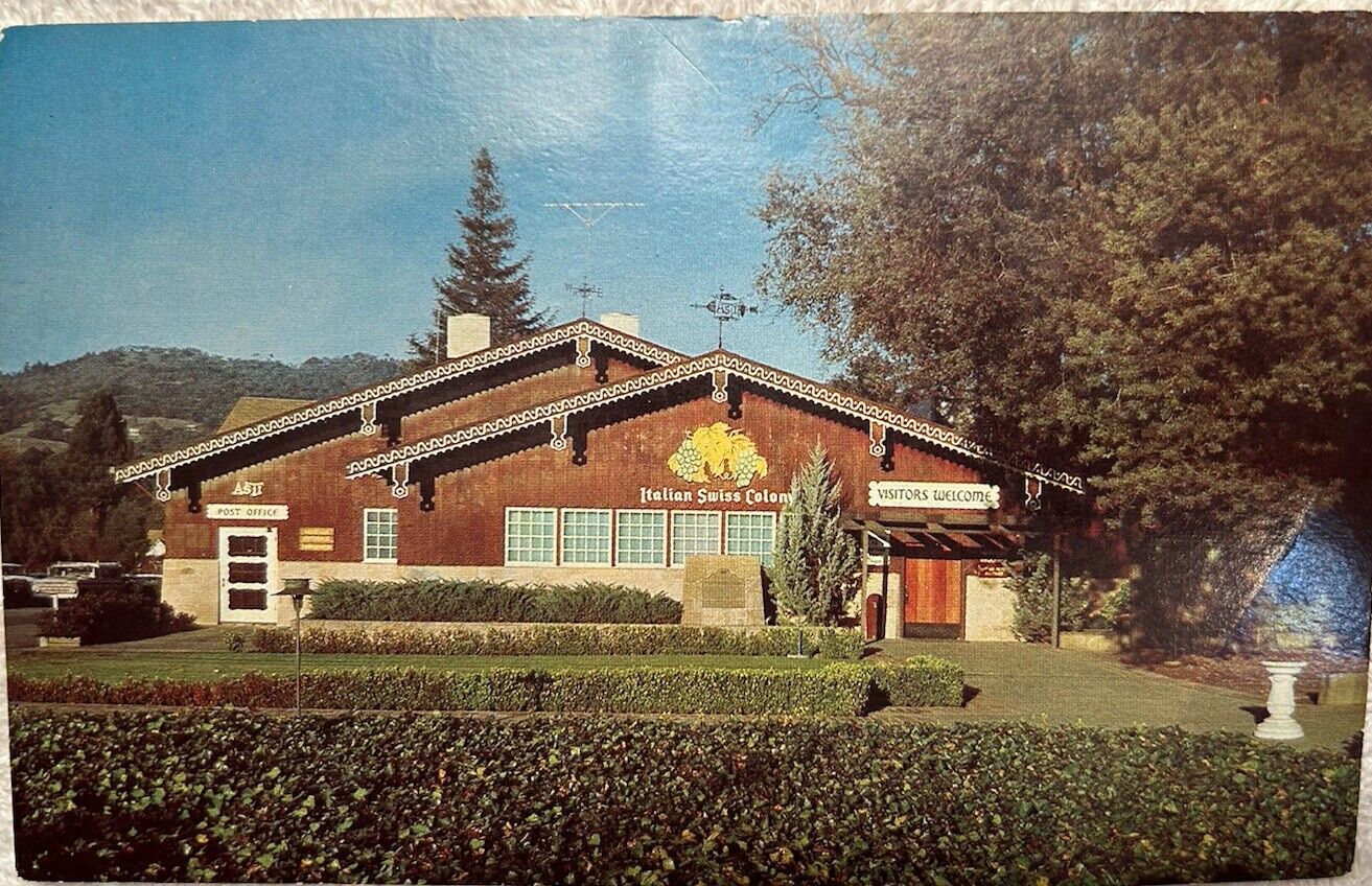 Main Tasting Room Postcard Italian Swiss Colony Winery San Francisco Ca Chrome