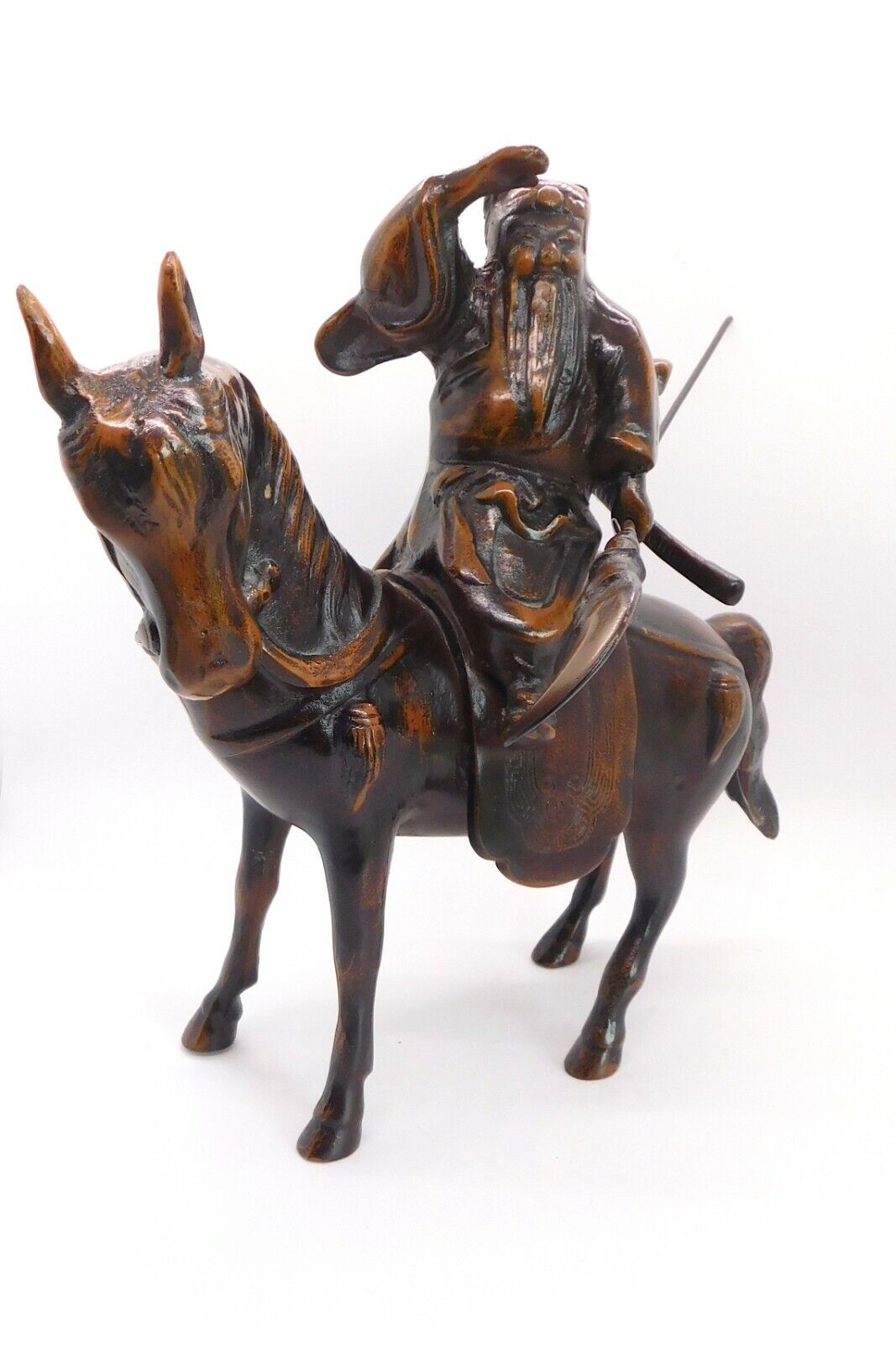Antique Japanese Samurai Warrior Bronze Colored Spelter Figurine 10\