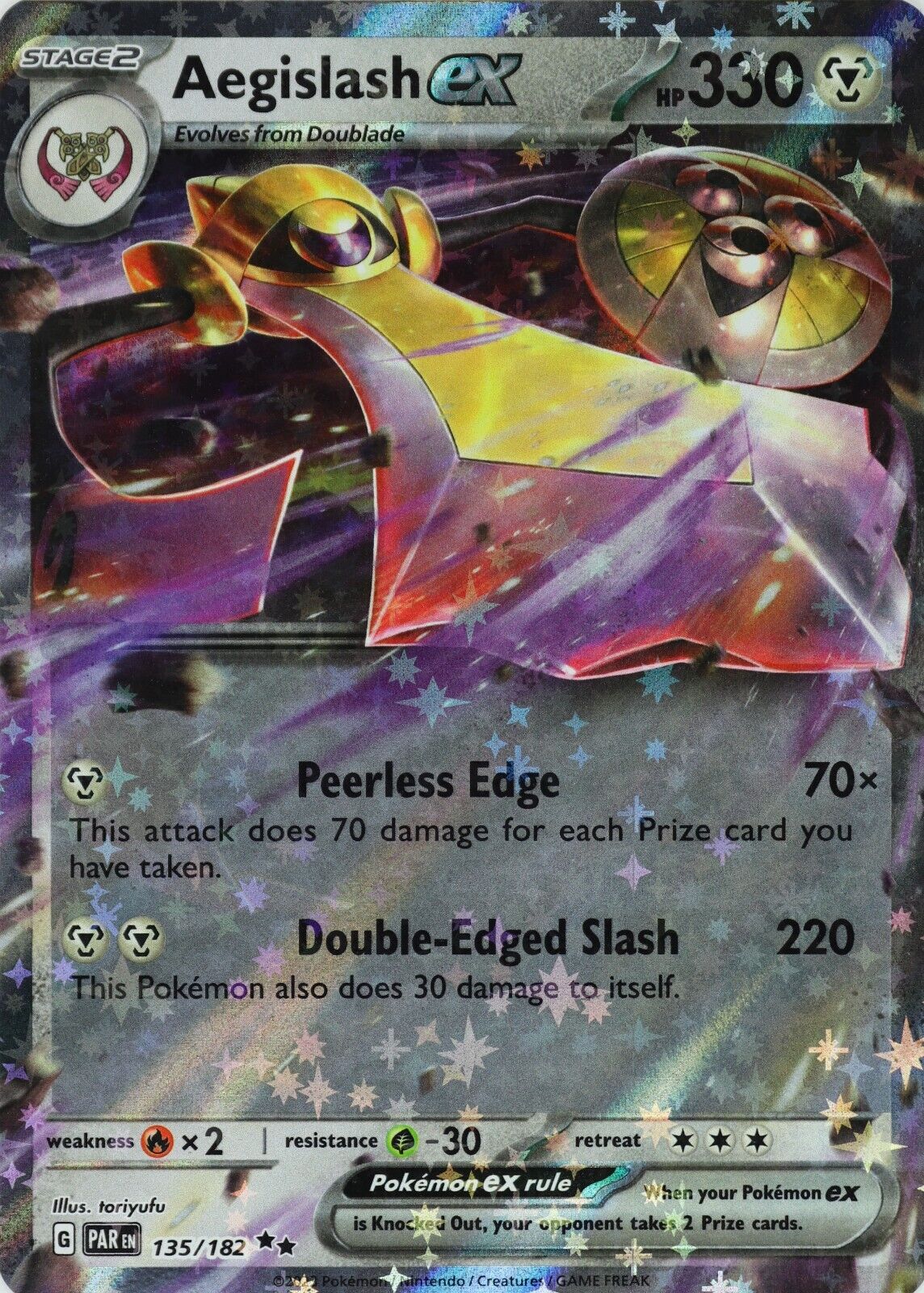 Aegislash ex 135/182 Double Rare Holo Pokémon Paradox Rift