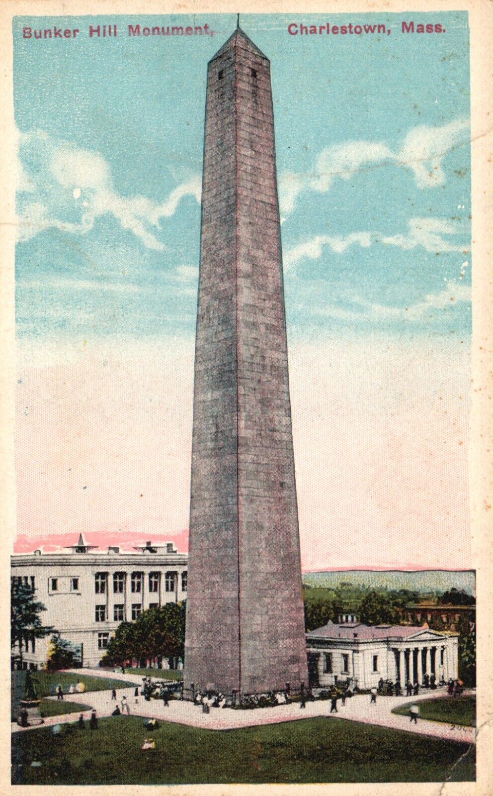 Postcard MA Boston Charlestown Bunker Hill Monument Unposted Vintage PC J9166