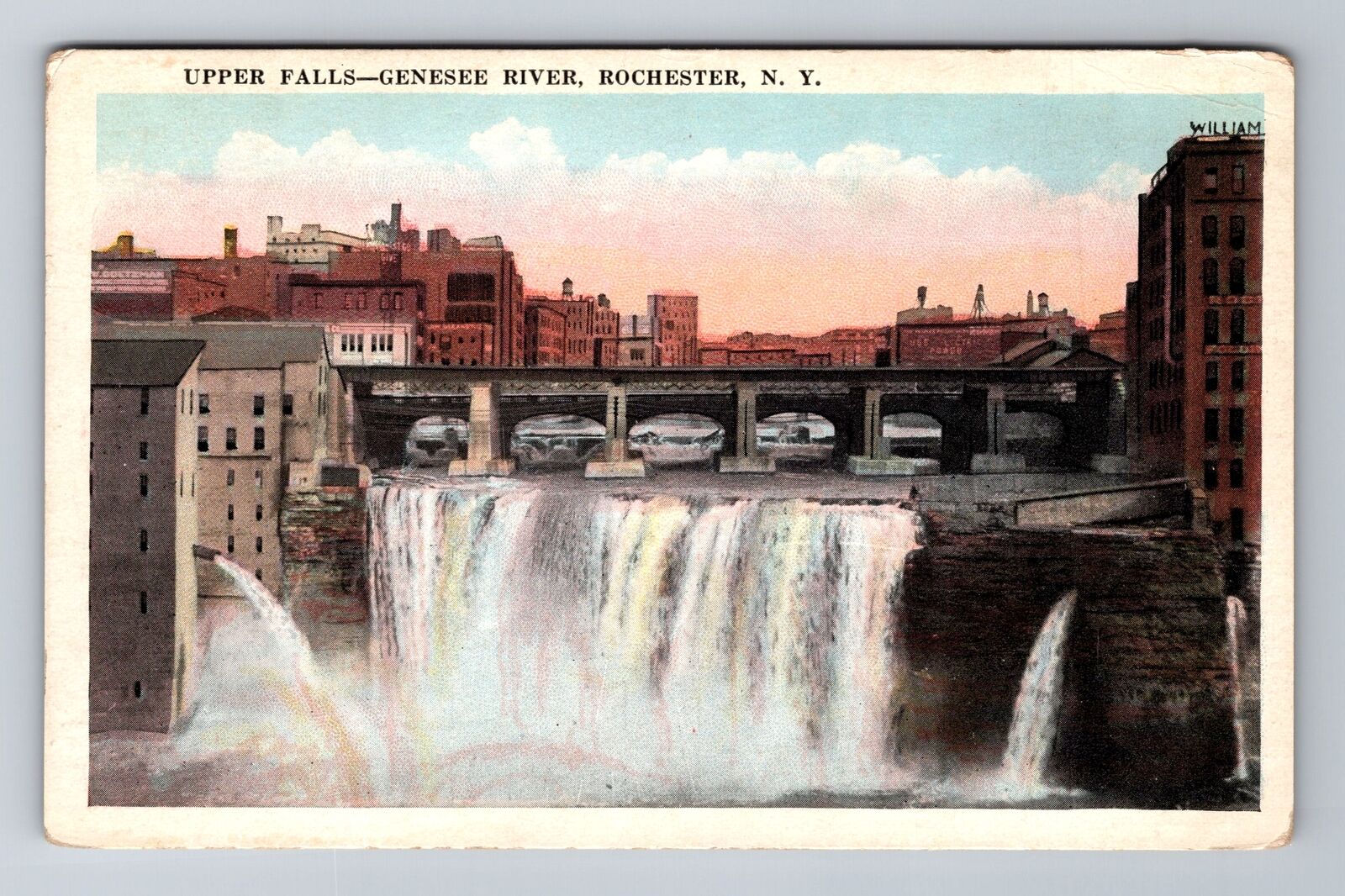 Rochester NY-New York, Genesee River Upper Falls, Antique Vintage Postcard