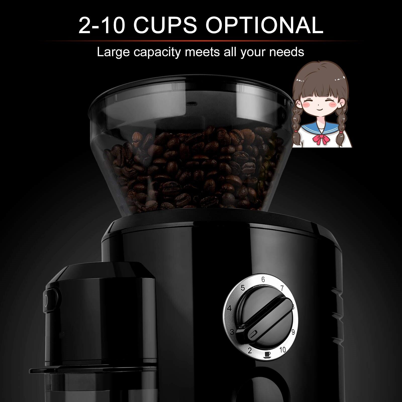 Secura Burr Coffee Grinder, Conical Burr Mill Grinder with 18 Grind Settings