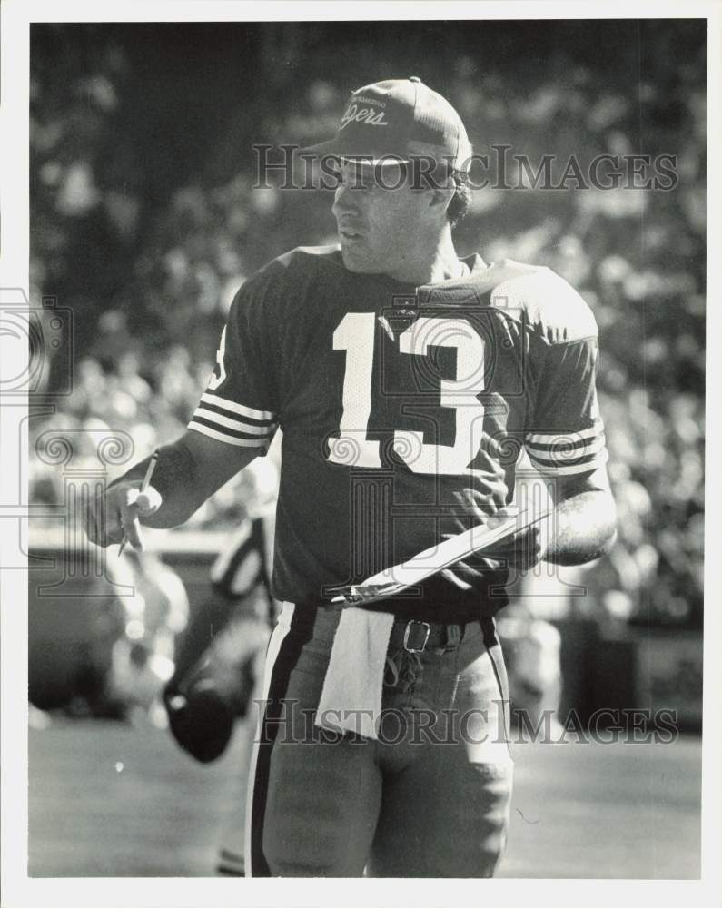 1989 Press Photo San Francisco 49ers football player Steve Bono at Candlestick