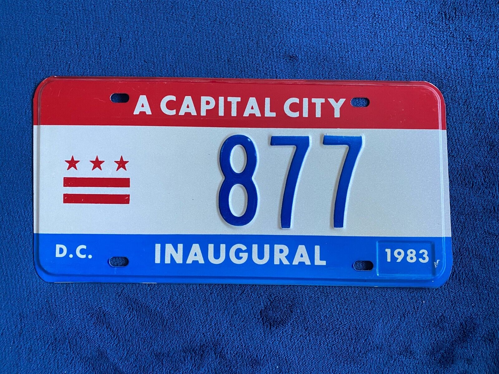 1983 Inaugural Washington DC District Columbia Capital City License Plate # 877