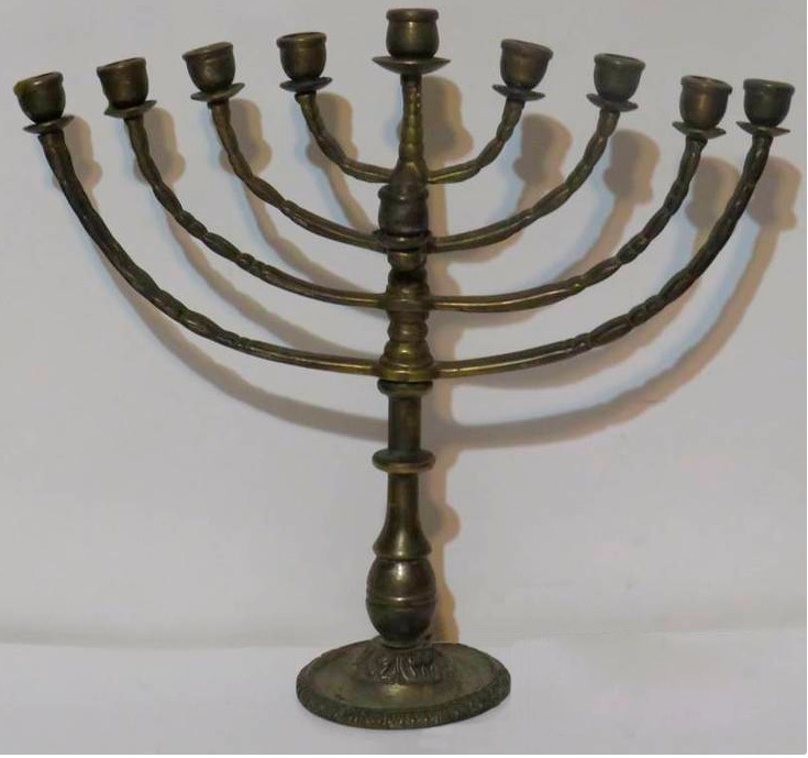 Antique Menorah Hanukkah Old 1900s Jewish Silver plated Candlestick Judaica Rare