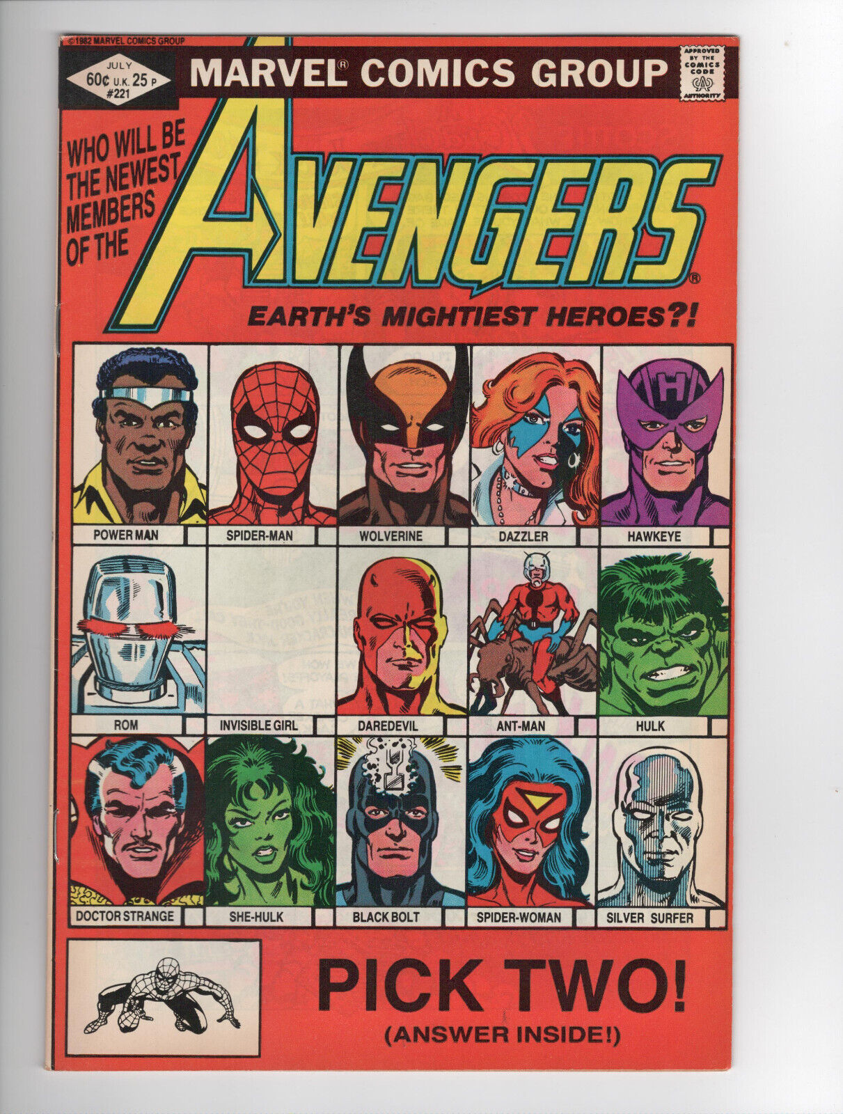 Avengers #221 - Hawkeye & She-Hulk Join - Spider-Man App - Marvel (1982) FN+