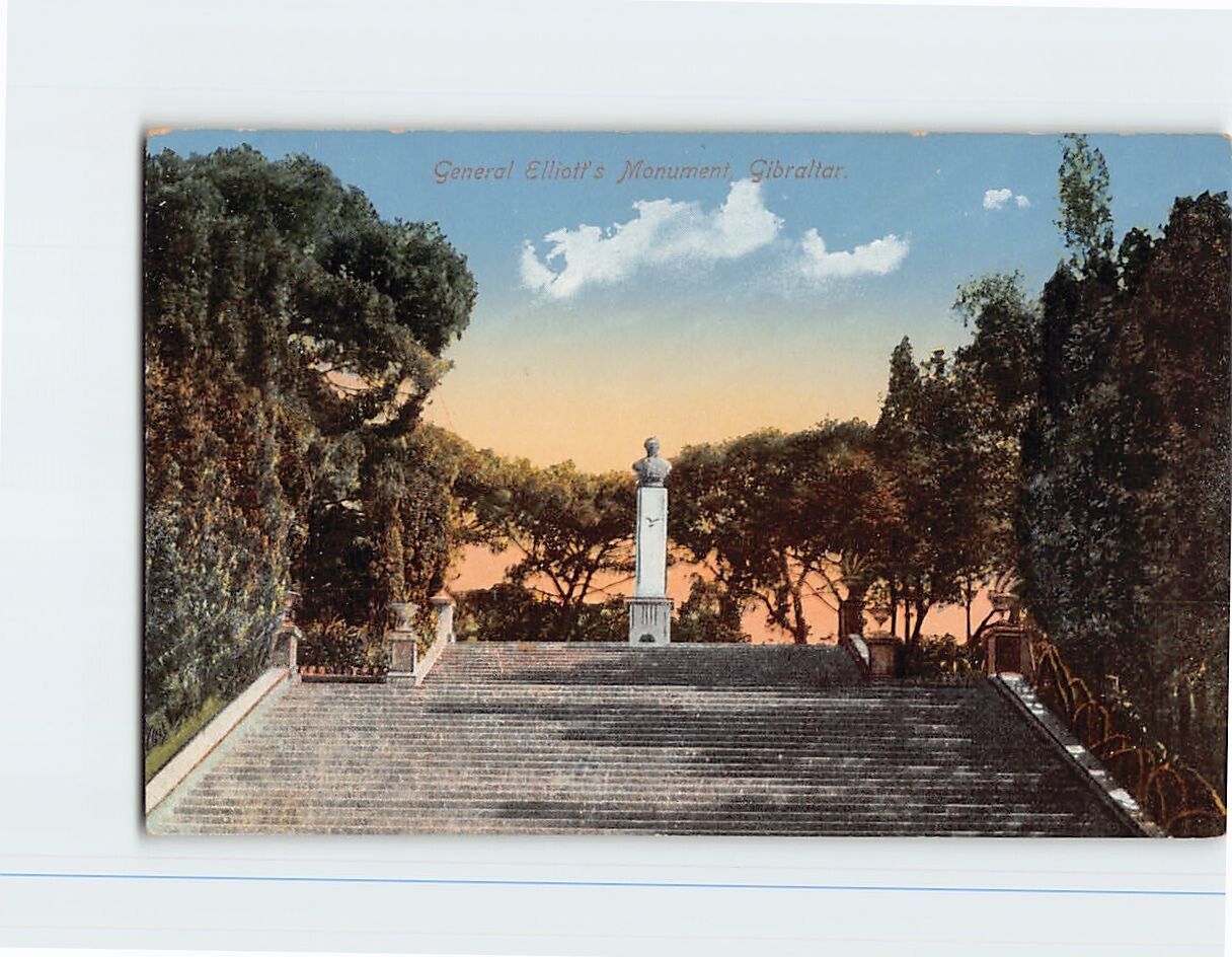 Postcard General Elliotts Monument Gibraltar British Overseas Territory