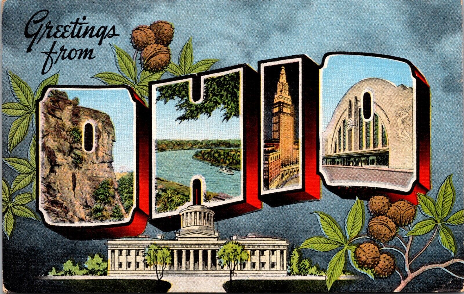 Large Letter Greetings Ohio OH Postcard L2