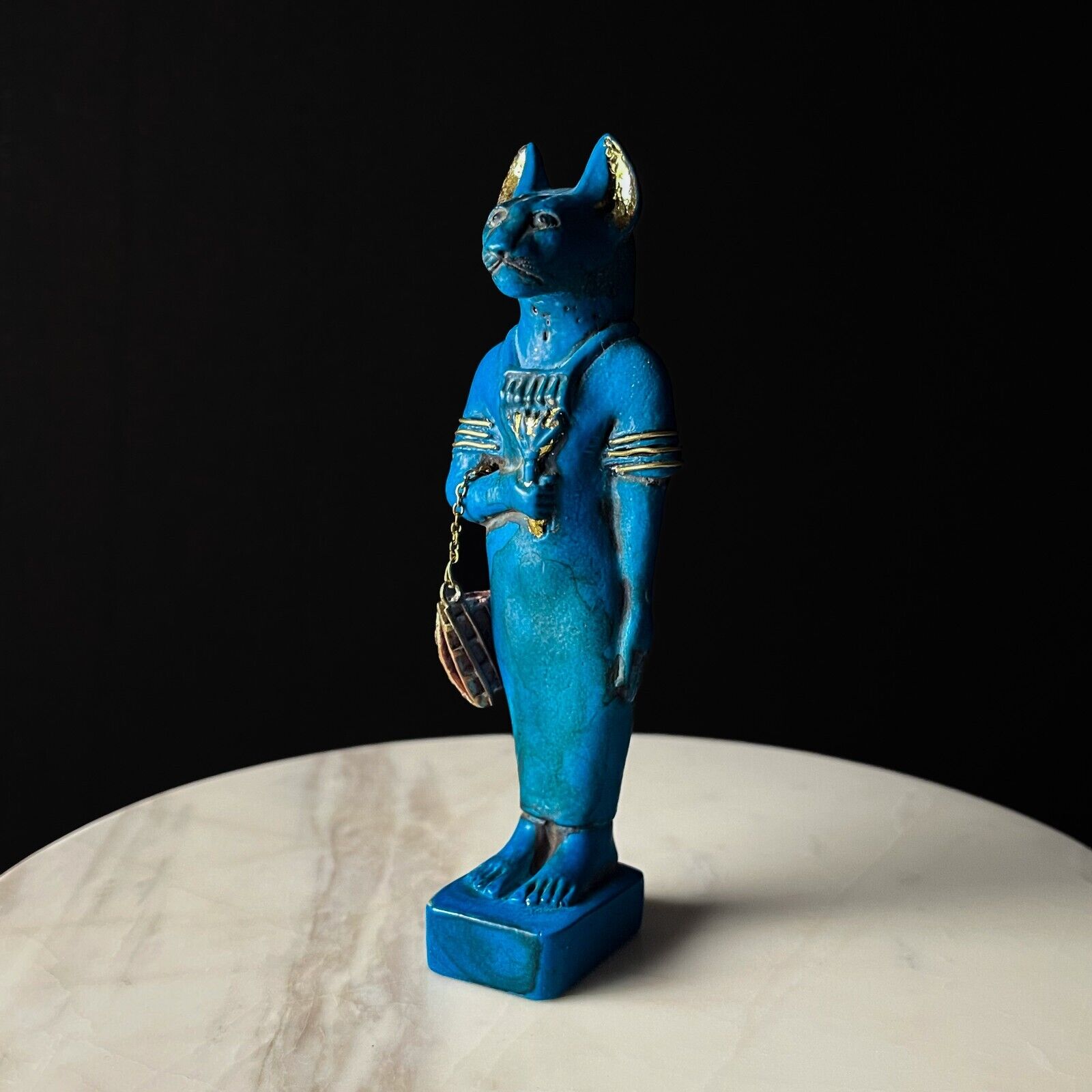 Porcelain statue for Bastet cat,  Ancient Egyptian Goddess Bastet statue.