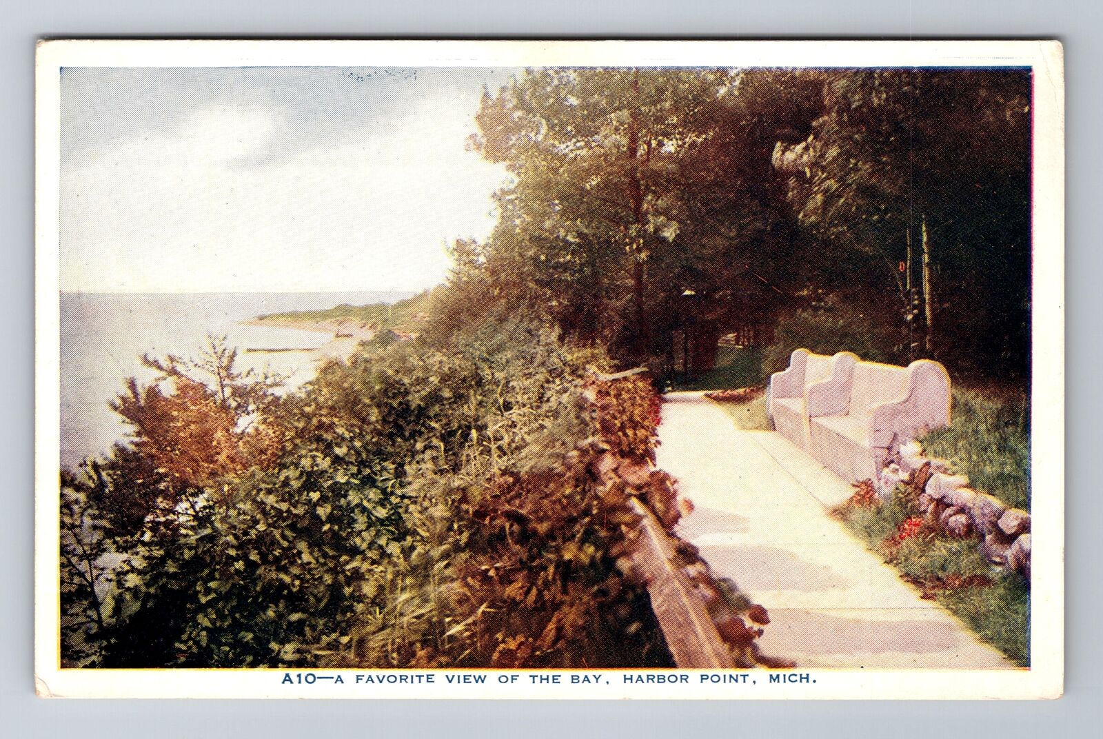 Harbor Point MI-Michigan, View Of The Bay, Antique, Vintage Souvenir Postcard