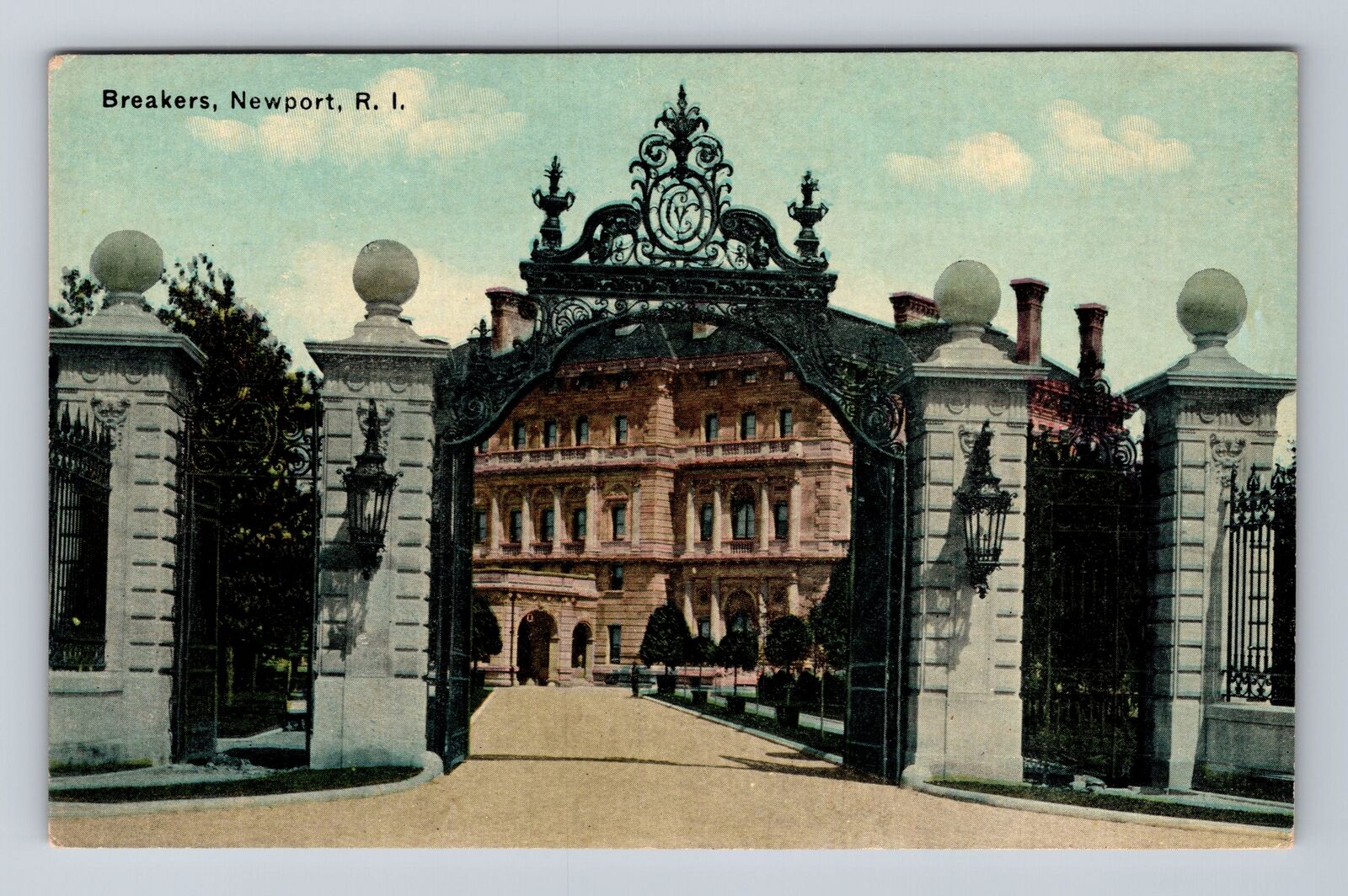 Newport RI-Rhode Island, Scenic Panoramic View Breakers Vintage Postcard