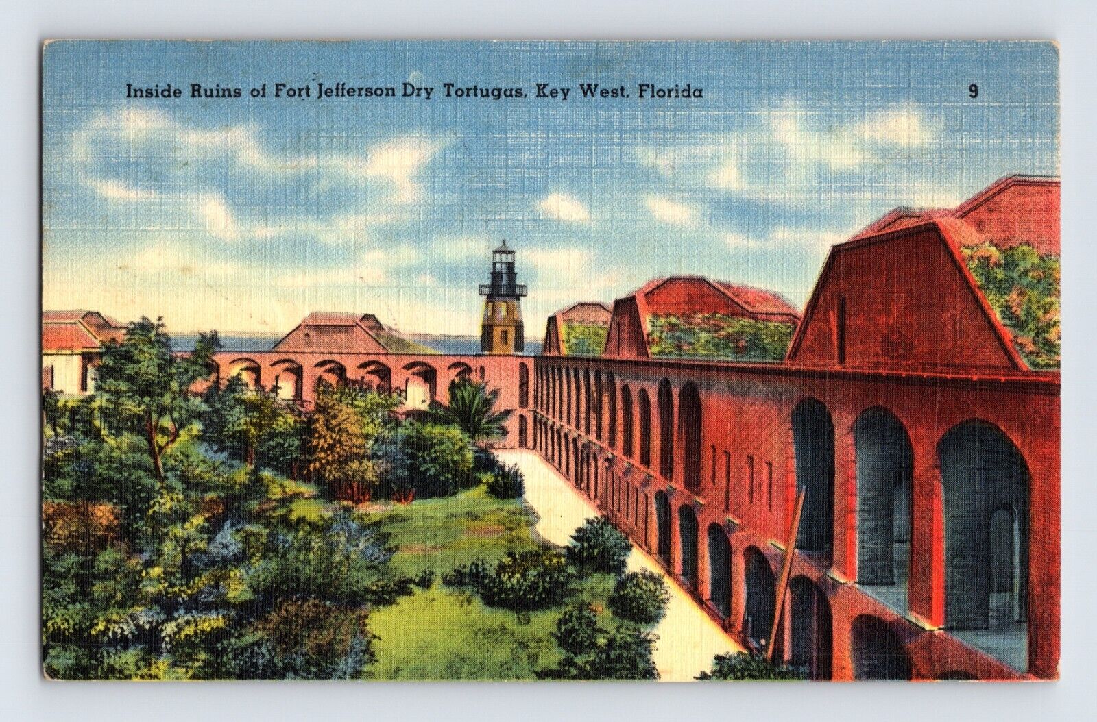 Postcard Florida Key West FL Fort Jefferson Dry Tortugas 1940s Unposted Linen
