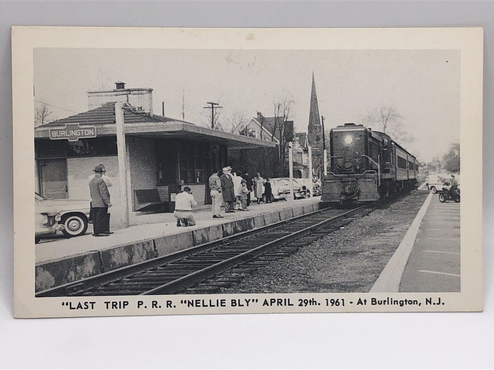 Postcard Last Commuter Train Pennsylvania Railroad 1961 Burlington New Jersey