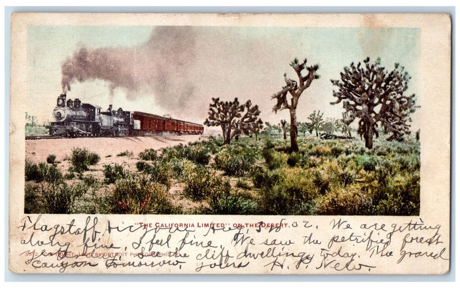 c1905 The California Limited On The Dessert Train Railroad View Antique Postcard