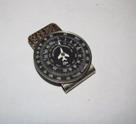 Vintage Aviation Pilot Aero Products Speed Index Time  Money Clip