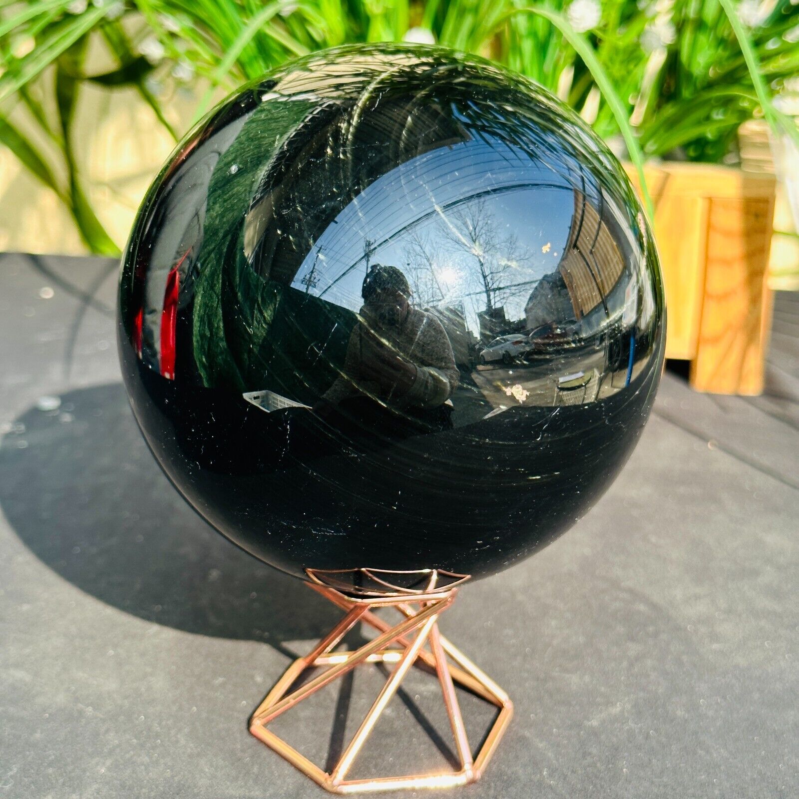 4.07LB TOP Natural obsidian quartz ball hand carved crystal sphere healing