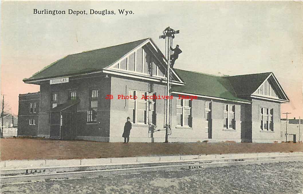 WY, Douglas, Wyoming, Burlington Railroad Depot, Exterior View, Teich No RH6667