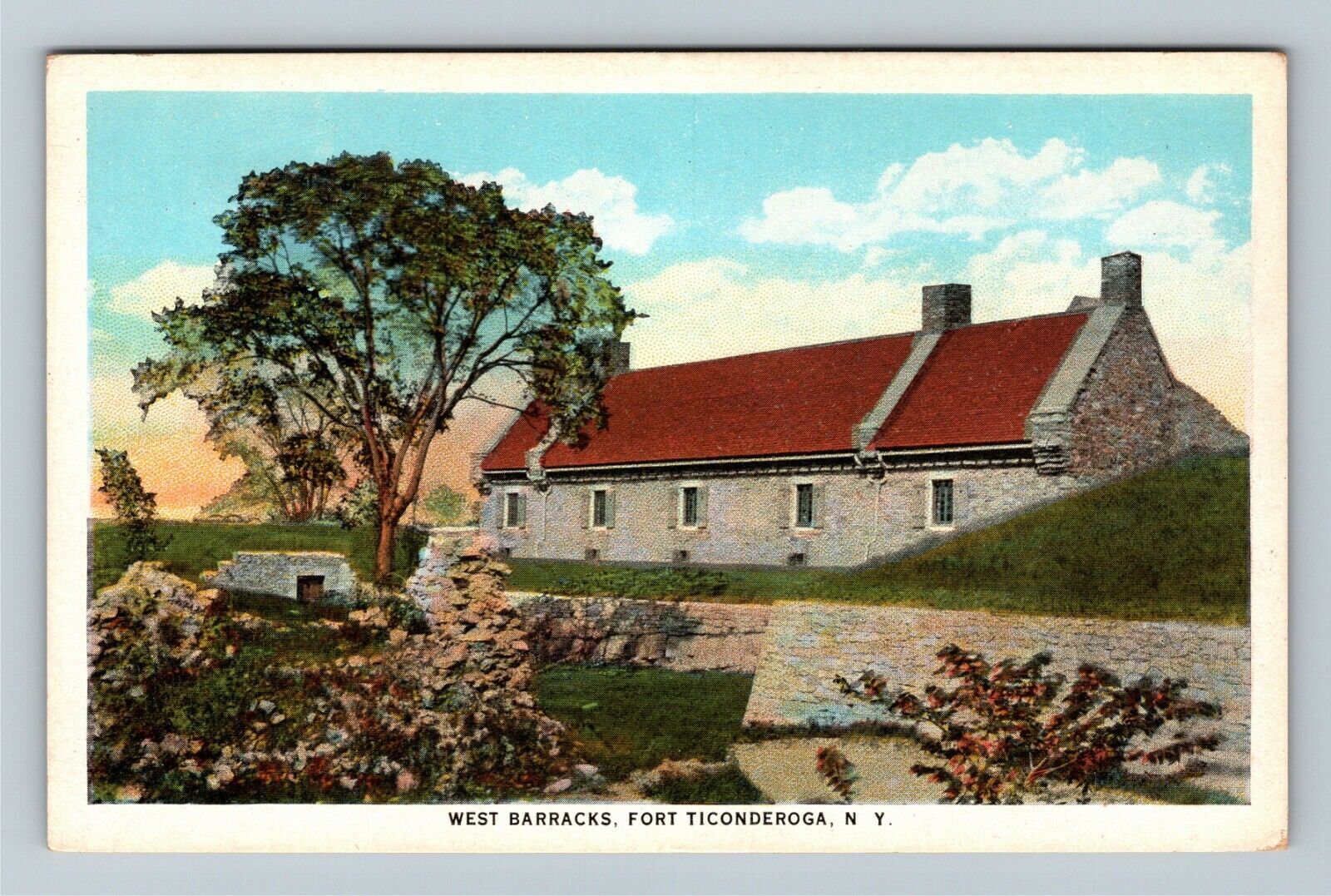 Fort Ticonderoga, NY-New York, West Barracks, Vintage Postcard