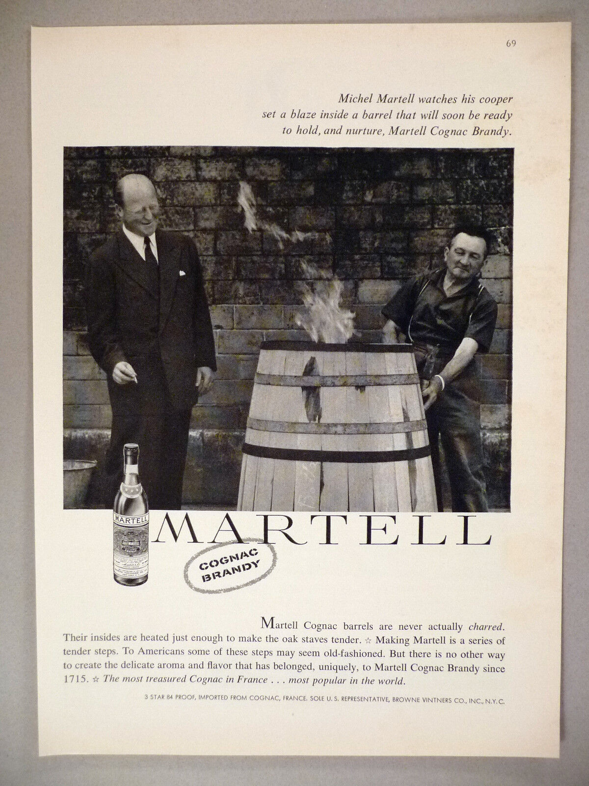 Martell Cognac Brandy PRINT AD - 1959 ~~ Michel Martell