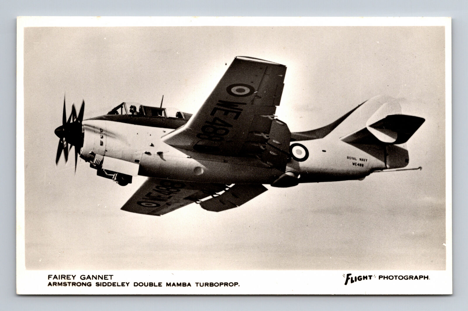 RPPC RAF Fairey Gannet Anti-Sub Aircraft FLIGHT Photograph Postcard