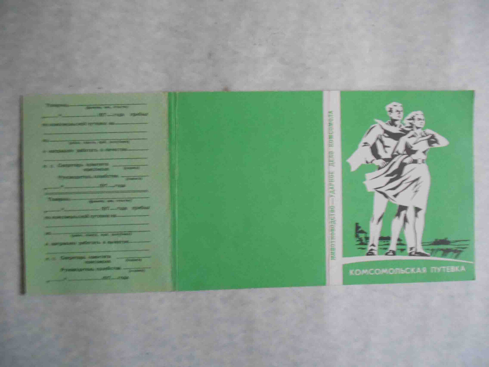 USSR 1974 KOMSOMOL Document for working from VLKSM. KOMSOMOLSKAYA PUTEVKA. Blank