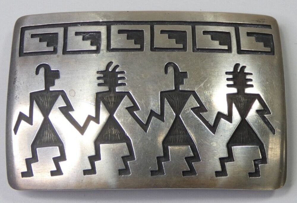 Vintage Mannuel & Karen Hoyungowa Hopi Tribe Silver Belt Buckle