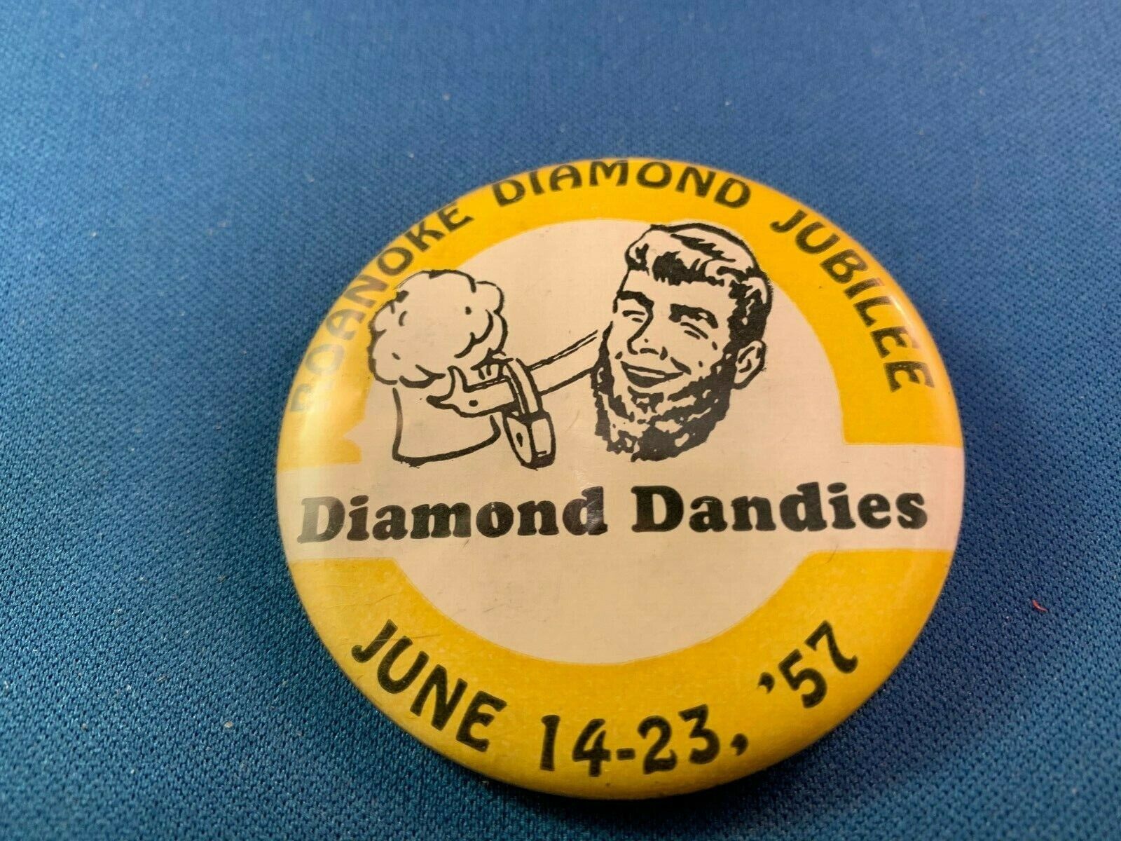 VINTAGE ROANOKE DIAMOND JUBILEE PIN/BADGE - ROANOKE, VIRGINIA - JUNE 1957 (PB9*)