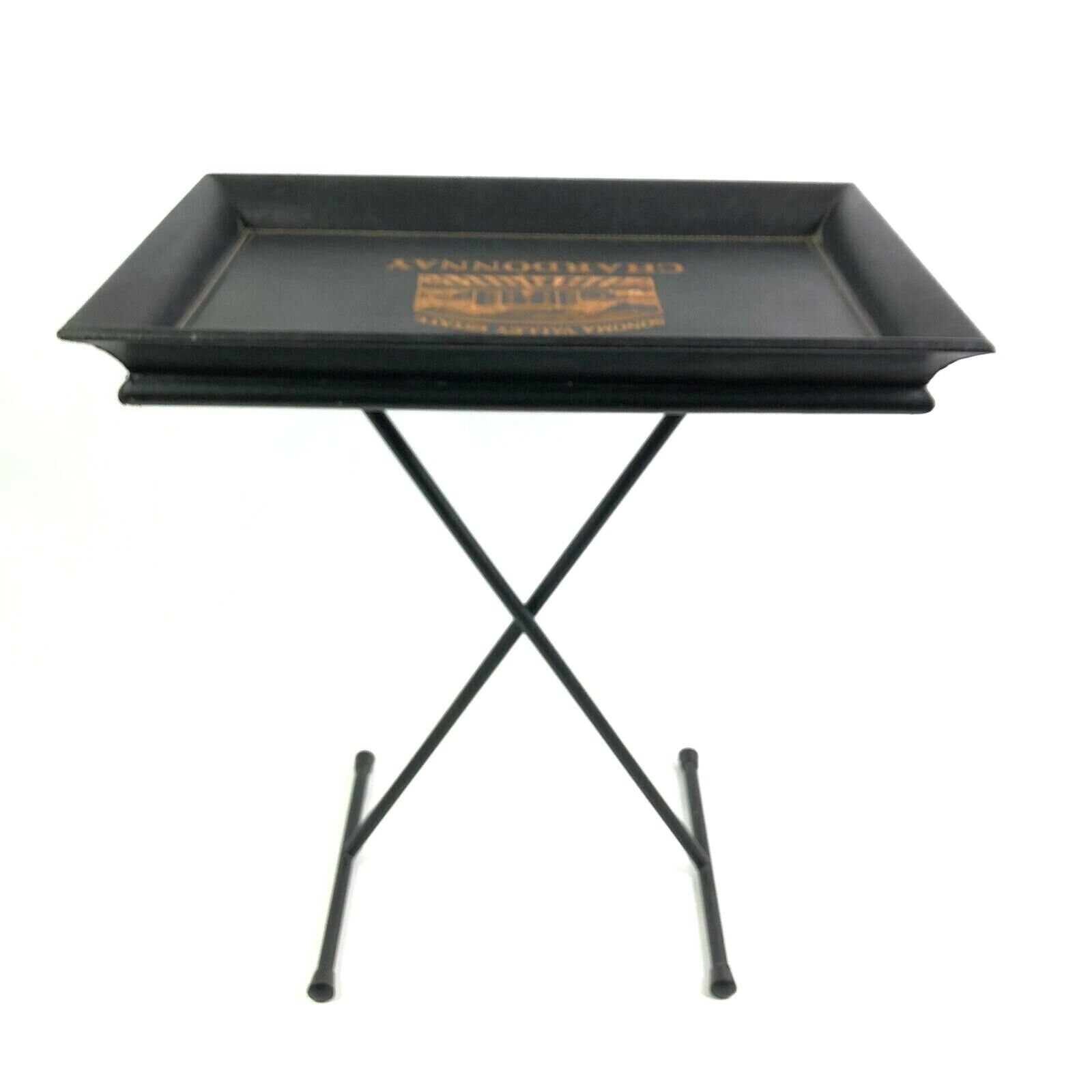 Sonoma Valley Estate Chardonnay Black Leather Serving Tray with Stand 