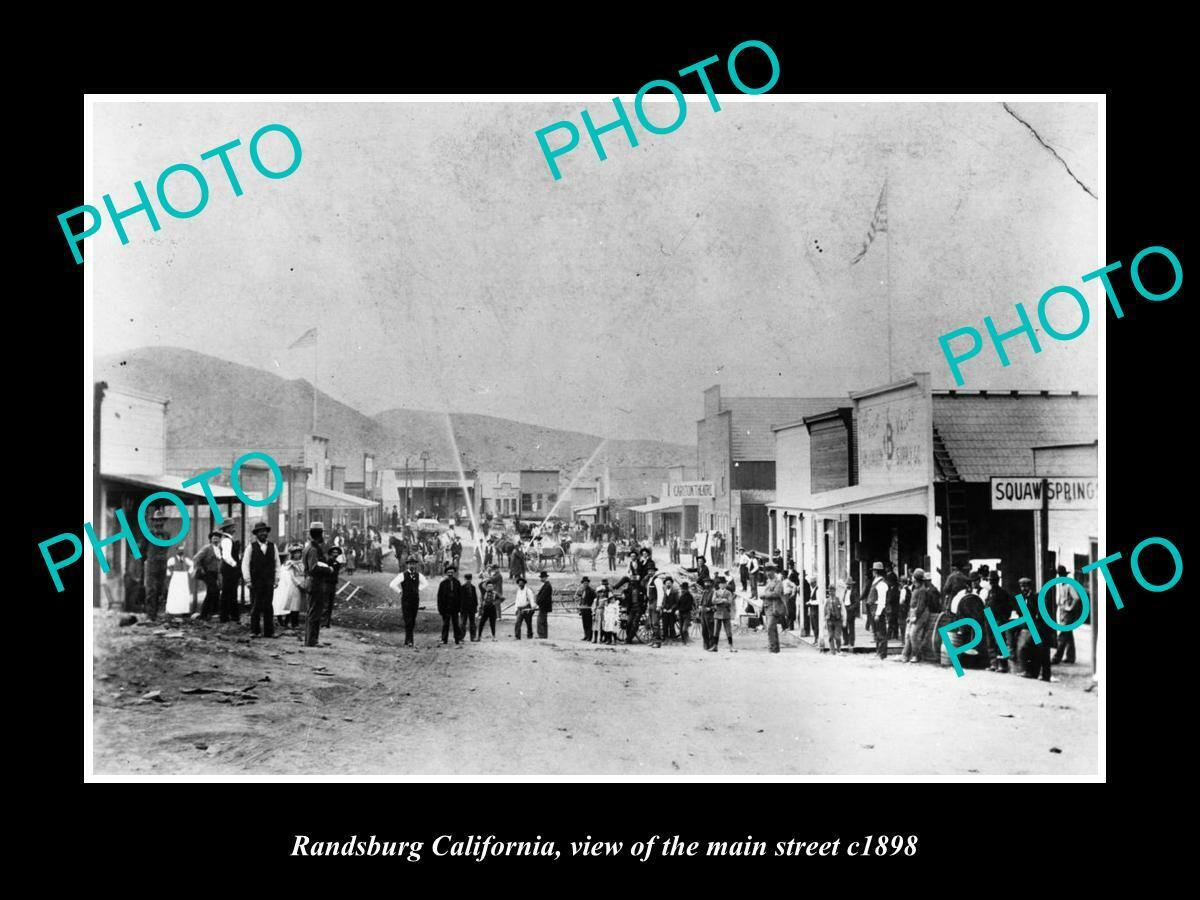 OLD POSTCARD SIZE PHOTO OF RANDSBURG CALIFORNIA VIEW OF THE MAIN STREET c1898