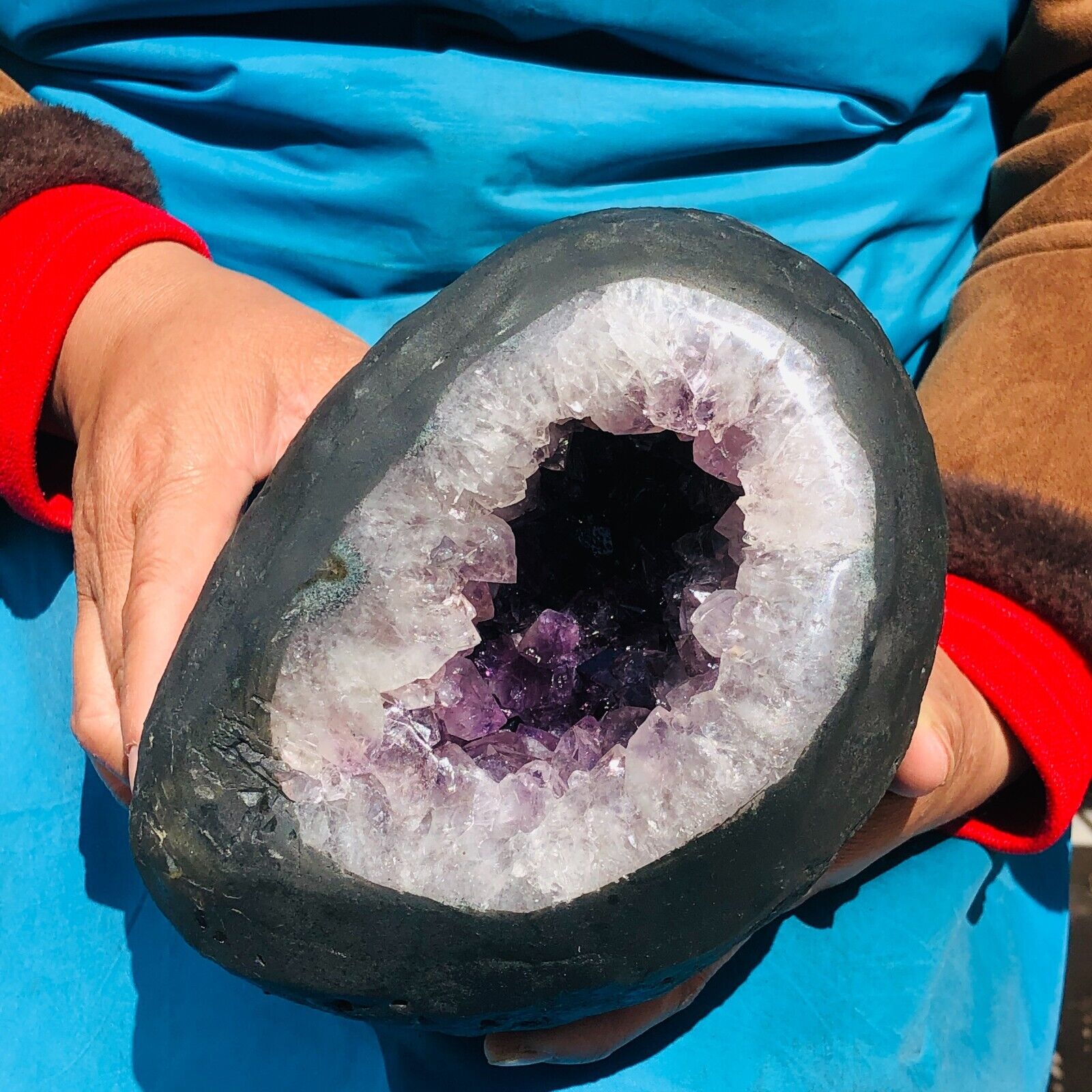 7.92LB AMETHYST CLUSTER GEODE FROM URUGUAY CATHEDRAL DISPLAY SPECIMEN 846