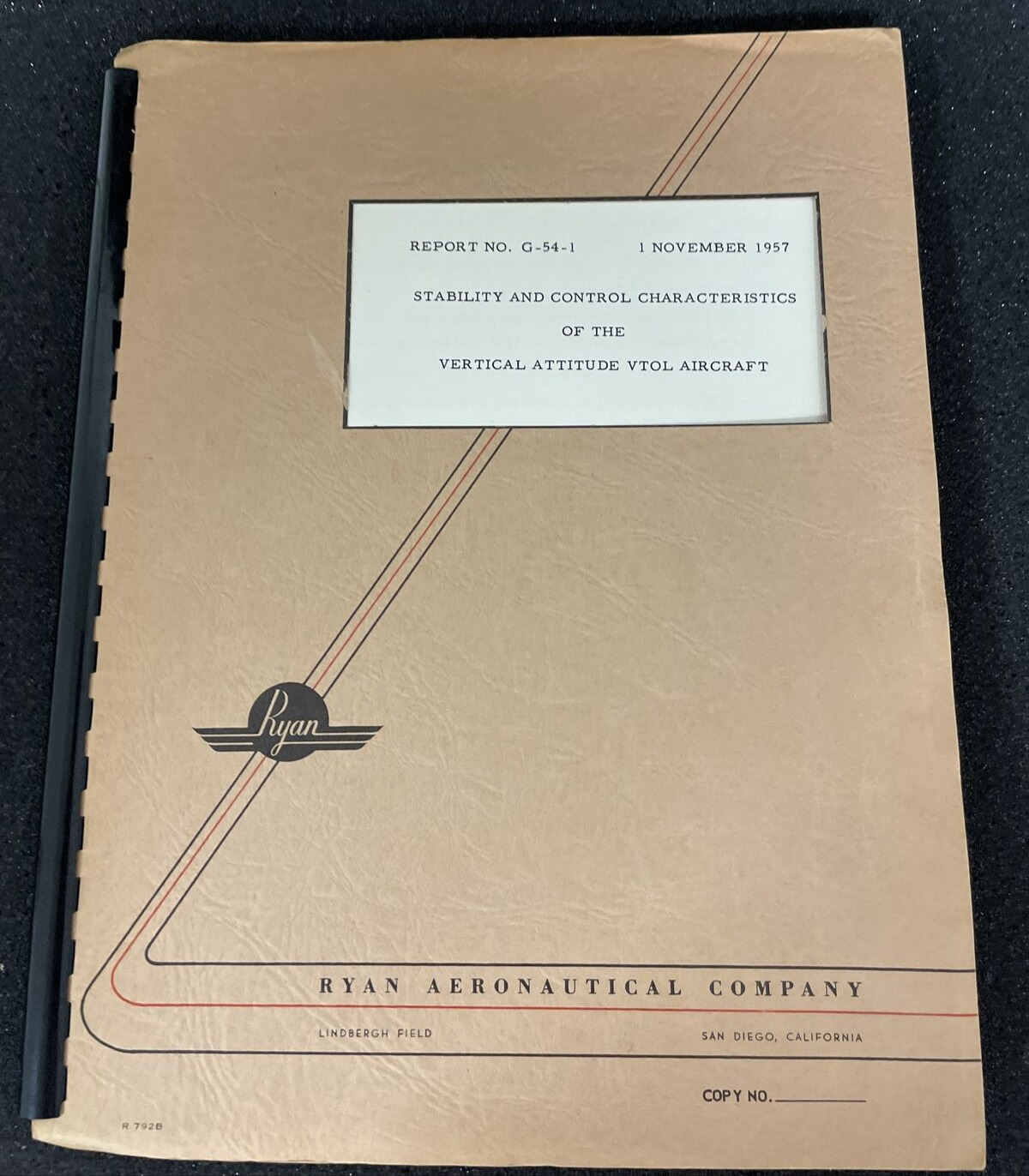 Ryan Aeronautical Company, Report Book, VTOL Aircraft, 1957, Aviation History