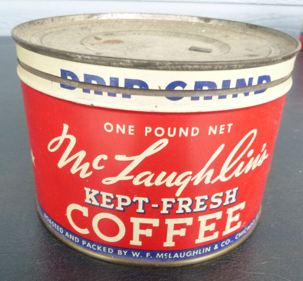vintage McLaughlin\'s  1 lb keywind coffee tin can  Clhicago Illinois