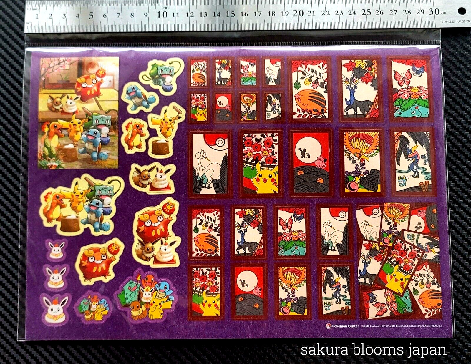 Pokemon Hanafuda Sticker Sheet/2019 New Year Ver./Pokemon Center Limited/A4/Rare