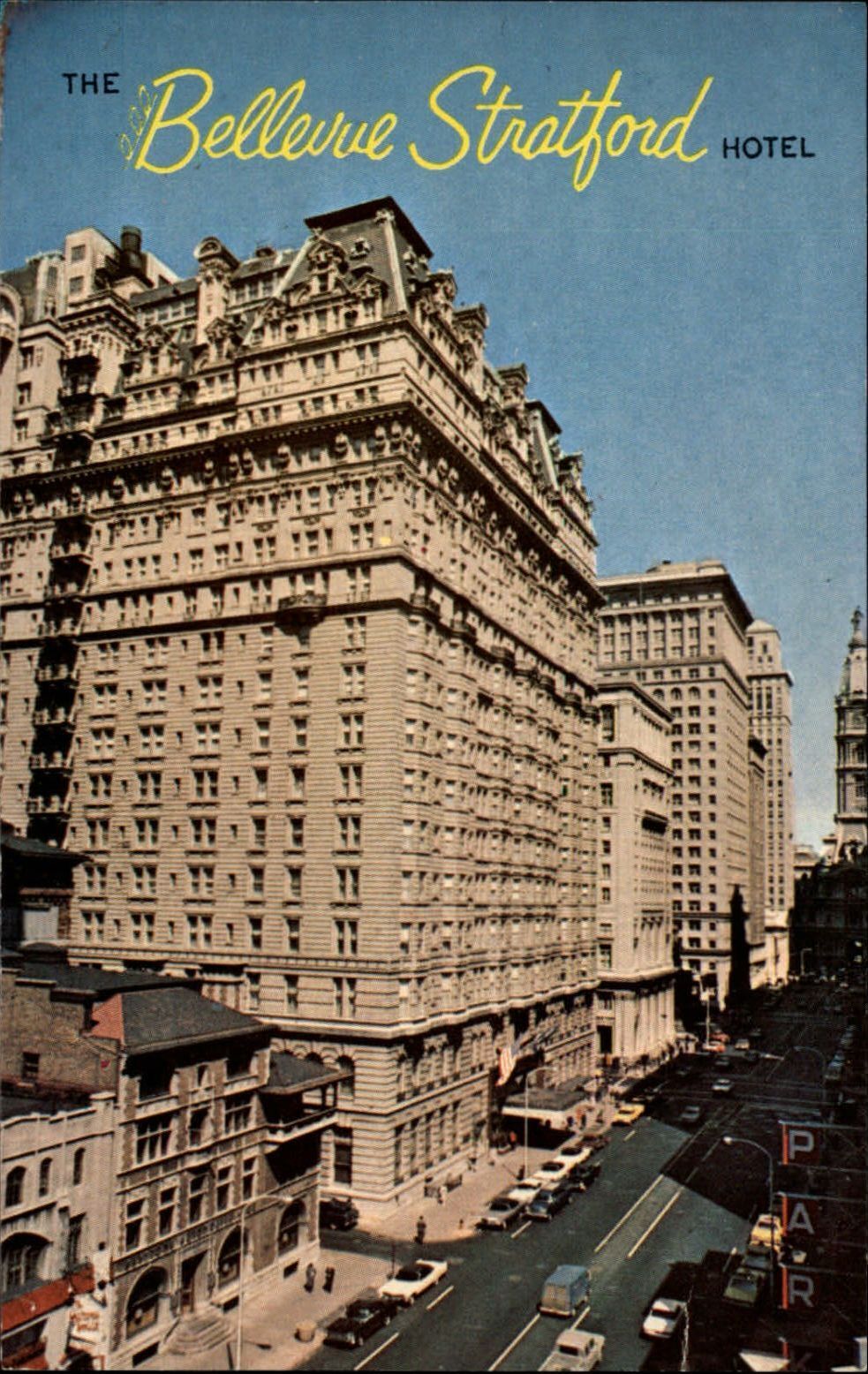 Bellevue Stratford Hotel ~ Philadelphia Pennsylvania ~ street view 1960s cars