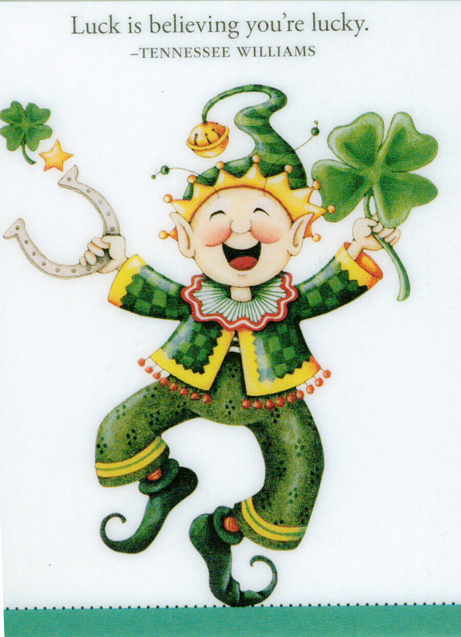 LUCK IS BELIEVING-Handcrafted St. Patrick's Day Magnet-w/Mary Engelbreit art