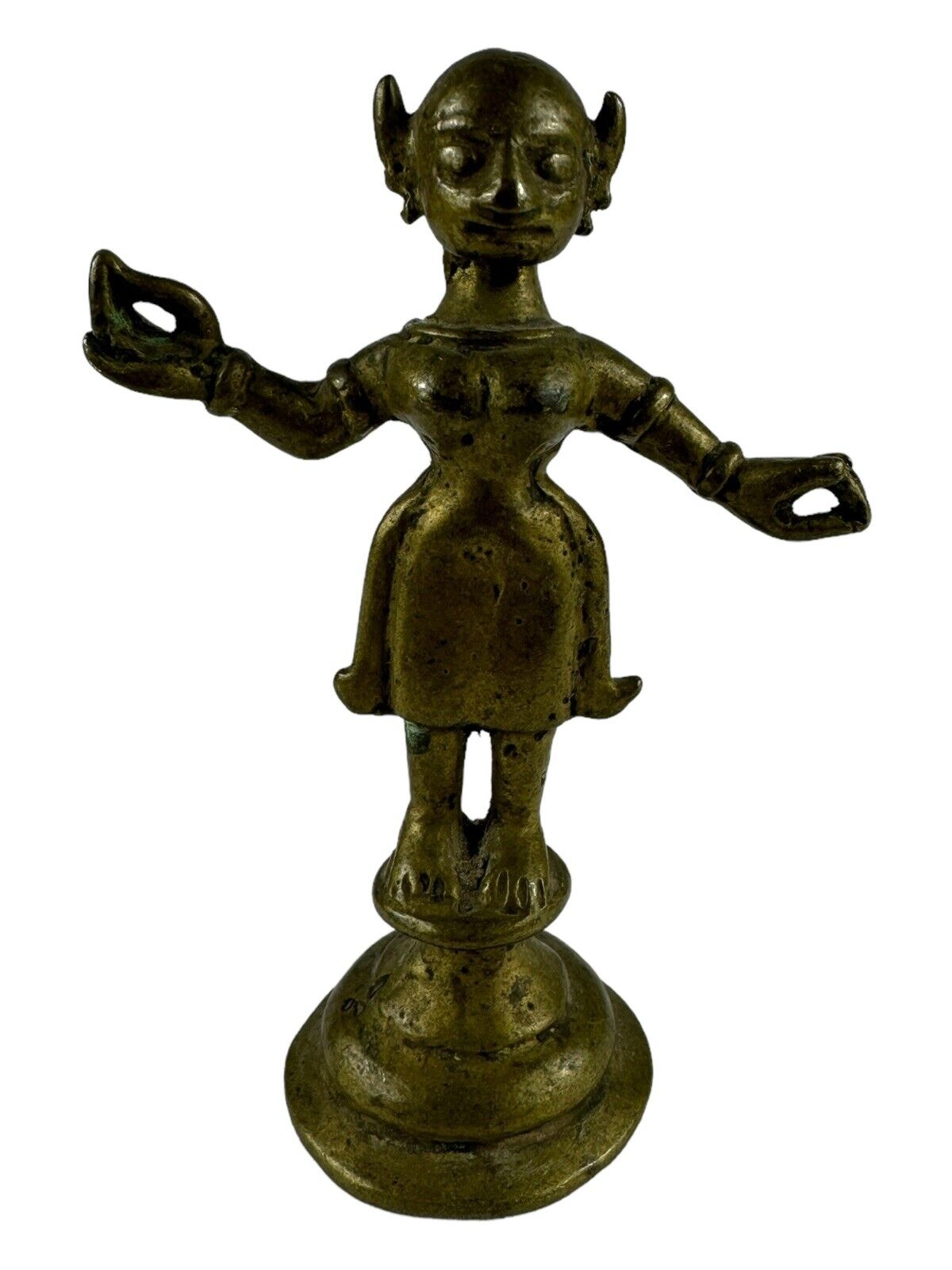 Brass Statue Goddess Radha Vintage Art Figurine Sculpture 4 1/2 Inches