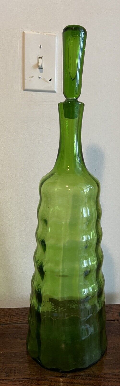 Blenko Joel Myers Mid Century Modern Green Glass Decanter