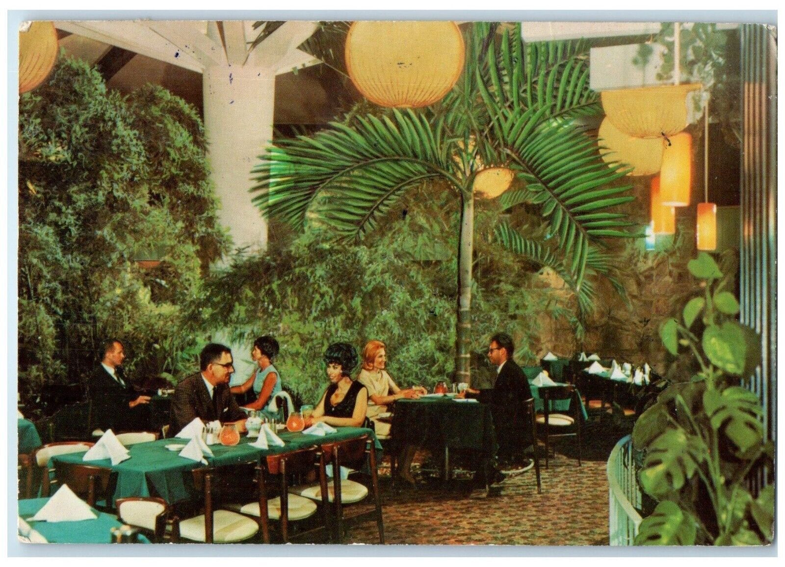 1967 Tropical Garden Room Sand Dollar Restaurant St. Petersburg Florida Postcard