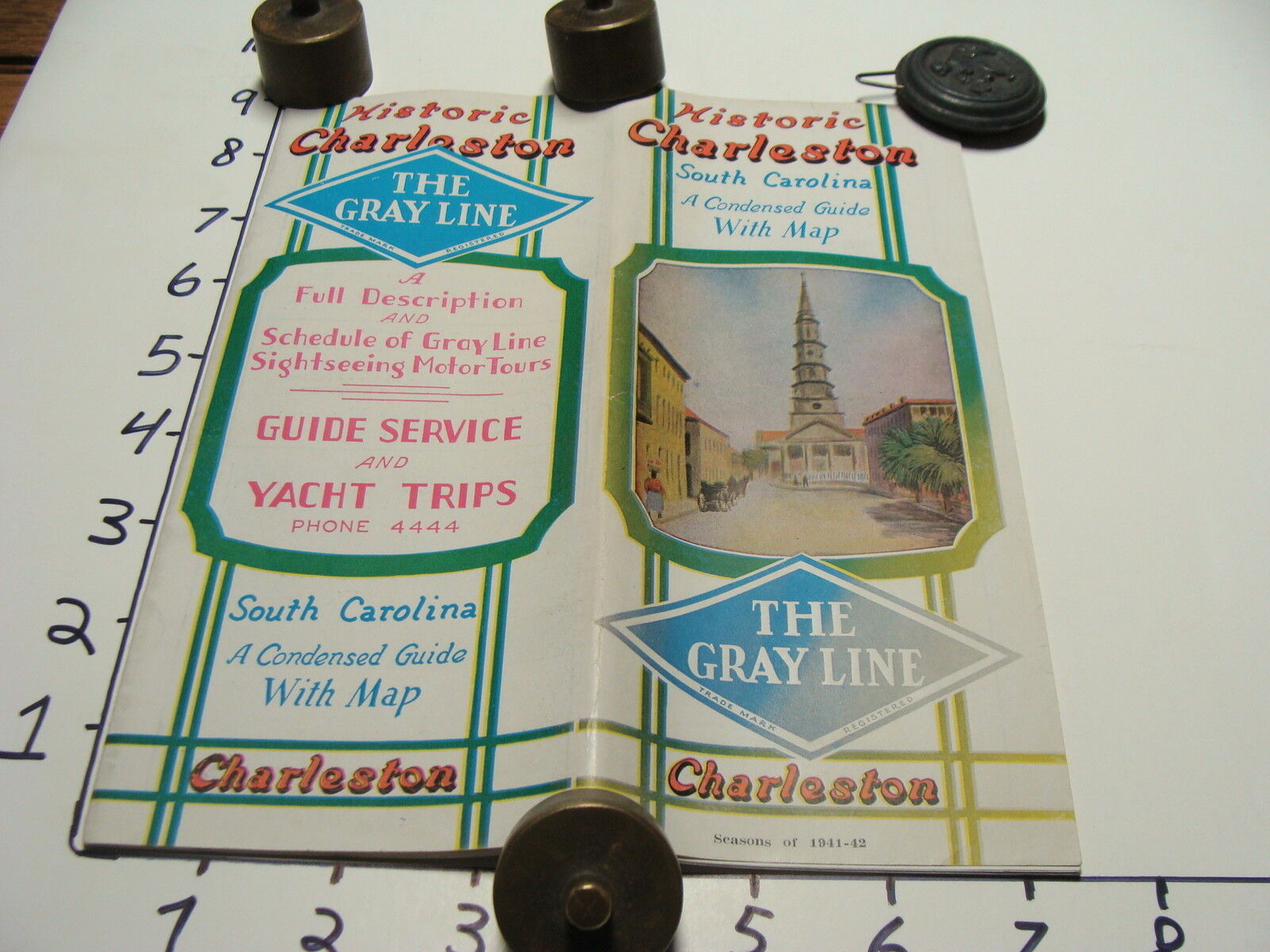Vintage Tourist paper: 1941-42 HISTORIC CHARLESTON SOUTH CAROLINA guide & Map