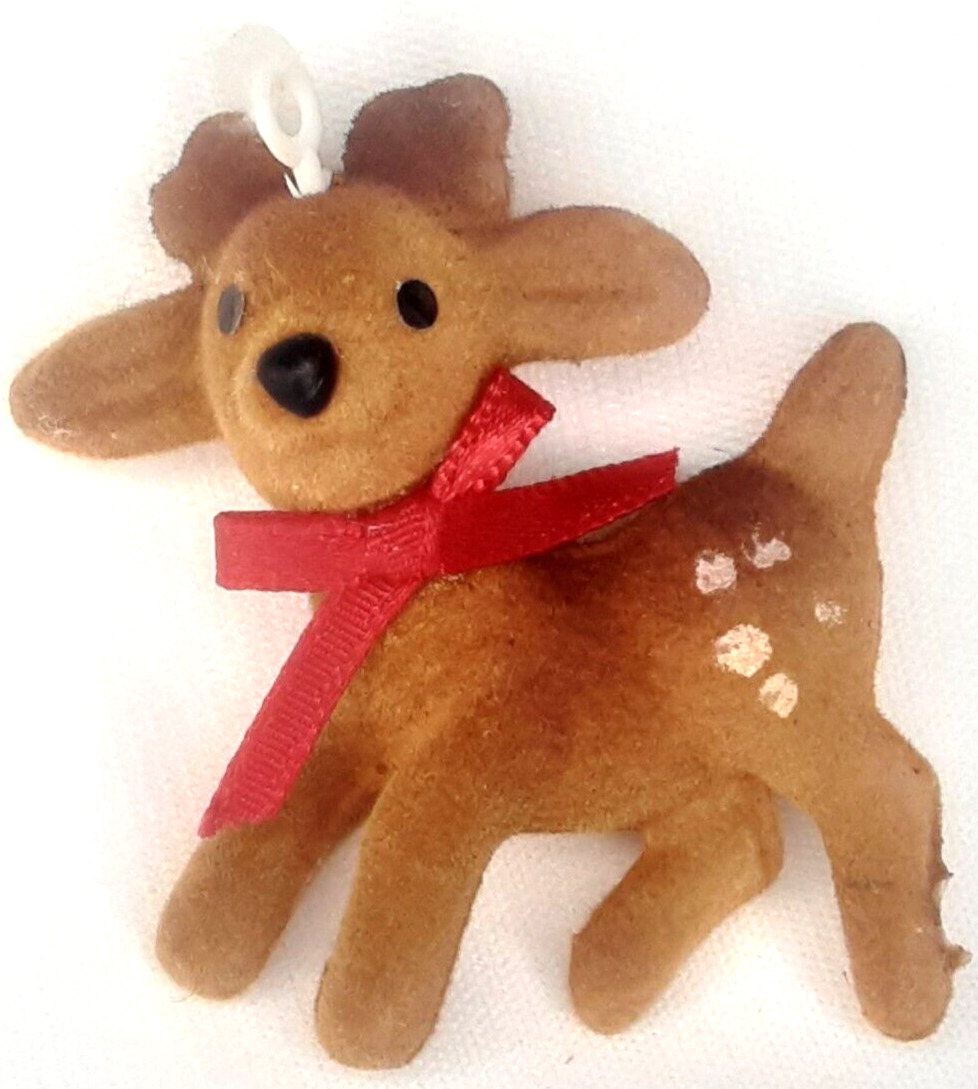 Christmas Ornament Reindeer Flocked 1970s Vintage Holiday