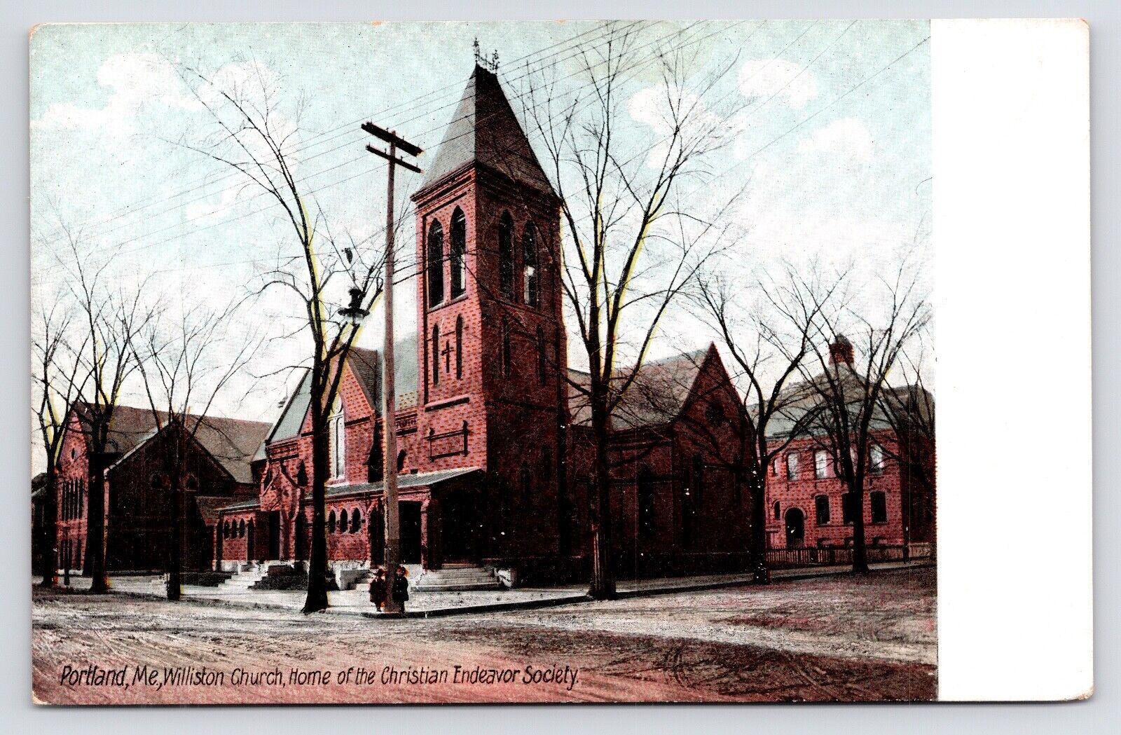 1900s~Portland Maine ME~Williston Church~Christian Endeavor Society~Vtg Postcard