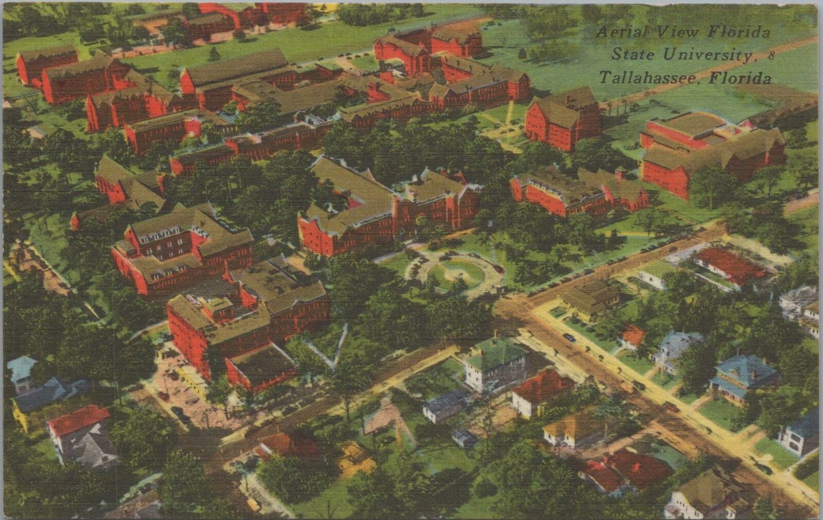 Postcard Aerial View Florida State University Tallahassee Florida FL 