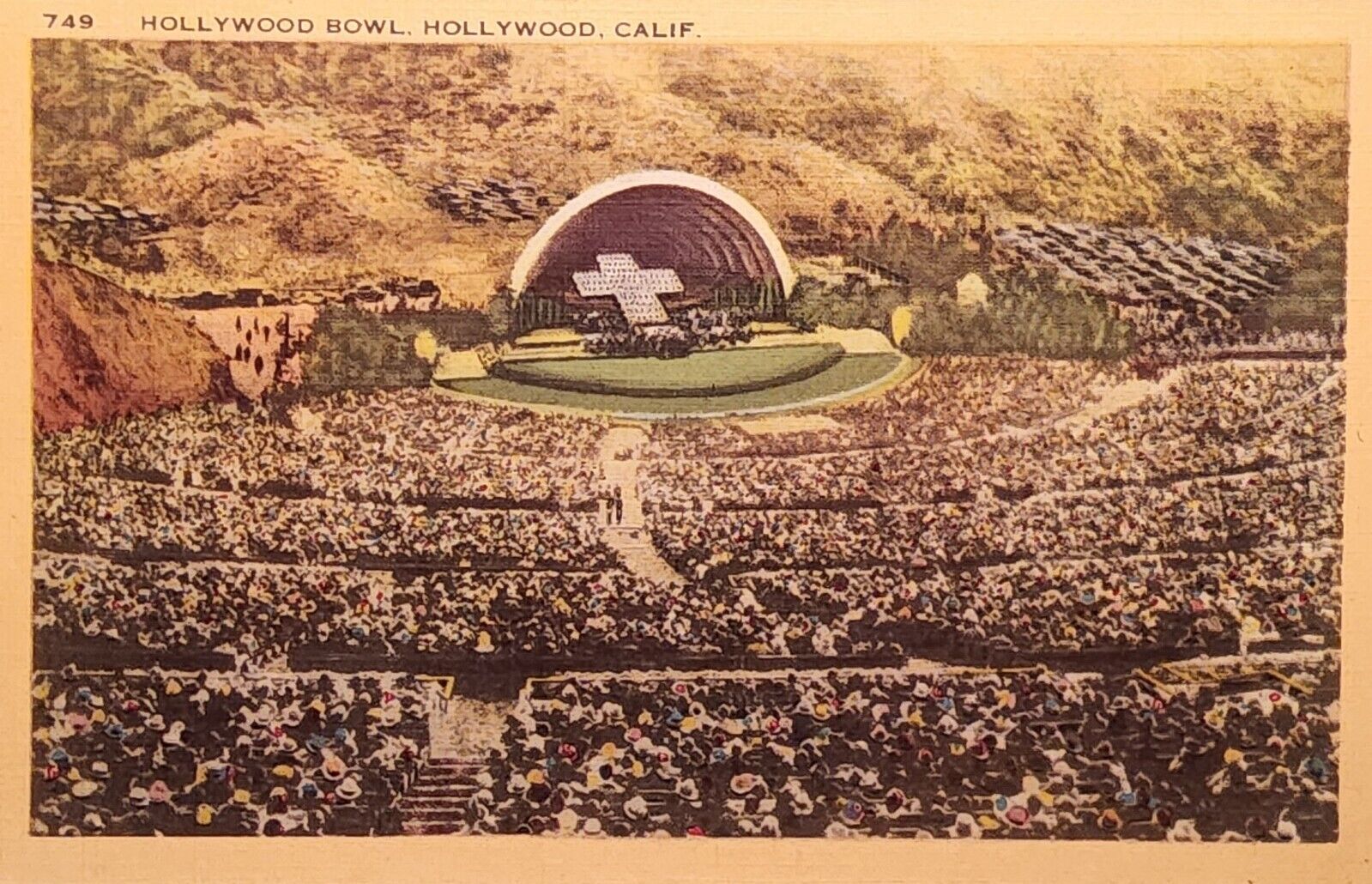 Vintage Picture Postcard ~ Hollywood Bowl, Easter Service, California. #-3864